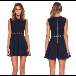 Elizabeth & James Renata Fit and Flare Silver Hardware Cut Out Waist Dress, Sz 0